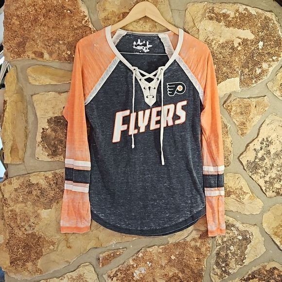 Philadelphia Flyers Lace Up Collar Long Sleeve Shirt Size M‎ - Picture 4 of 14